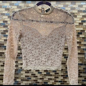 bebe Embroidered Sheer See Through Long Sleeve